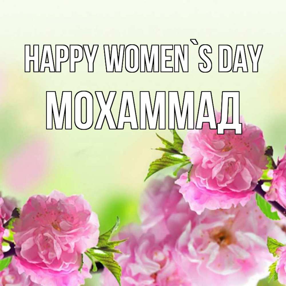 Greetings card с именем, Мохаммад happy women`s day цветы Greetings with text for free download 